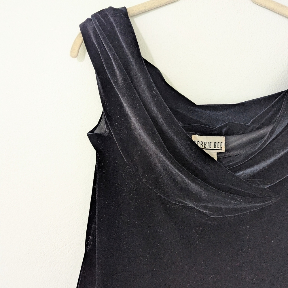 Vintage Y2K Velvet Off Shoulder Maxi Dress Foldover Neckline Black Goth 6 - Picture 4 of 10